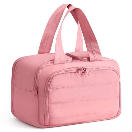 XWFB Travel Toiletry Bag Duffel - Water Resistant, Wide-open Large Lightweight Makeup Bag for Women with Handle & Wet Pocket, Puffy Organizer for Toiletries