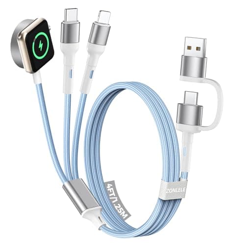 Blue Travel Essentials for Apple Watch Charger,Multi Charging Cable for iPhone 17,iWatch Charger USB C Cord,Car Cruise RV Camping Essentials 2026 for iWatch Ultra/11&iPhone 16/15, Xbox One Cables