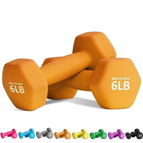 Balelinko Home Gym Equipment Workouts Strength Training Weight Loss Pilates Weights Yoga Sets Free Weights for Women, Men, Seniors and Youth, 6LB Orange, Pair