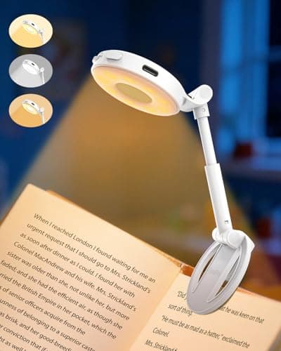 EastPin Reading Lights for Books in Bed: 18 LED Rechargeable Clip-on Book Light with Timer Memory, Eye Care 3-Color Stepless Dimming Compact Portable for Travel, Crafting, Knitting, Book Lovers Gifts