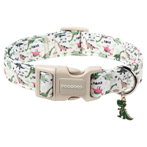 DOGWONG Dinosaur Dog Collar-Cute Dog Collar Adjustable Comfortable Cotton Boy Dog Collars for Small Medium Large Dogs, X-Large