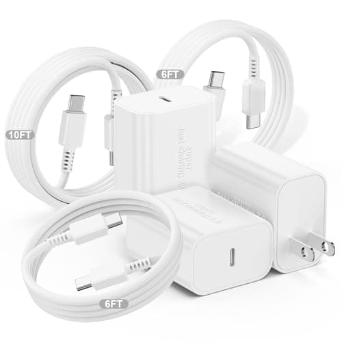 DGVERS 45W Super Fast Charger for iPhone 17 16 15 Charger Fast Charging 3Pack, 6+6+10ft USBC Cable Cord& Type C Block for iPhone 17 16 15(Pro/Pro Max/Plus/17 Air/16e,iPad mini,Samsung Galaxy S25 S24