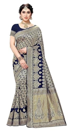 IMTRA FASHION Indian Women's Banarasi Jacquard Woven Saree with Unstitched Blouse Piece