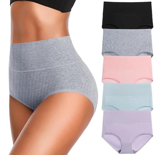5-Pk JojoQueen Women's High Waist Cotton Stretchy Briefs (Light) $10