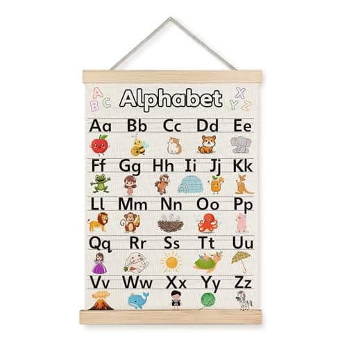 Alphabet Poster Hanger Frame, Animal ABC Poster Wall Art with Wooden Frames, Nursery Wall Decor, Alphabet Banner Wall Hanging Decor for Toddler Room Playroom, 12x16 Inch-359