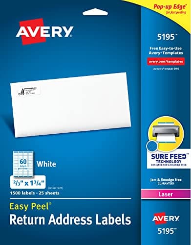 Avery Return Address Labels, L...anent Adhesive, 5 Packs (5195)