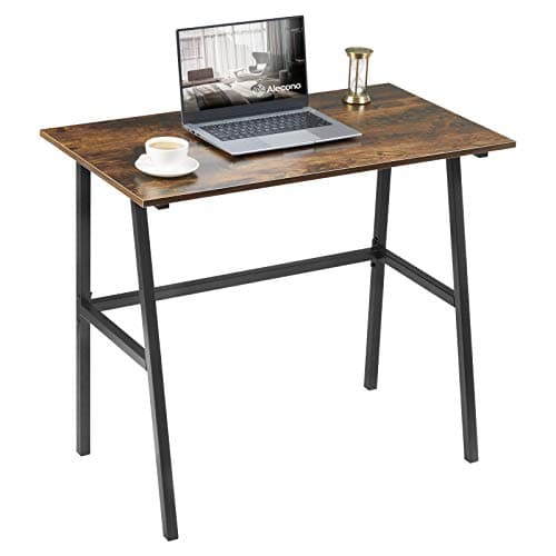 Alecono Small Computer Desk 35...imple Metal Frame Rustic Brown