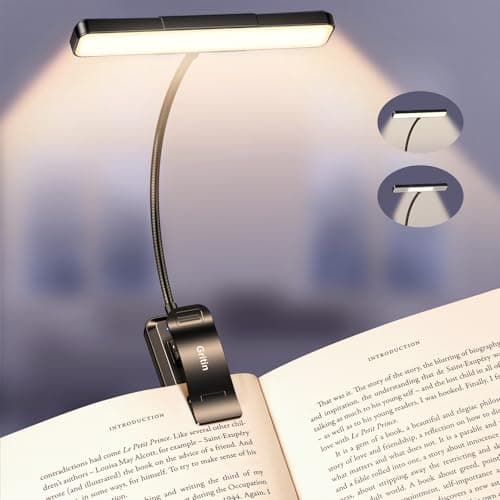 Gritin 2026 Gen 2 Book Light for Reading- 32 Eye Caring Full Spectrum LED, 5 Colors & 5 Brightness, Adjustable Wide/Narrow Beam, Upgrade 1500mAh Long-Lasting Rechargeable Clip on Light for Book Lovers