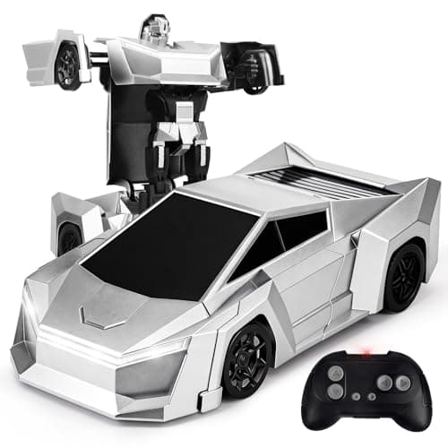 Sumsoltic Remote Control Car Transforming Robot Toys for Boys, Cyber Style RC Truck with One-Button Deformation, 360° Rotation Drift Action Toy Cars with LED Light for Kids 4-7 8-12 Years Old