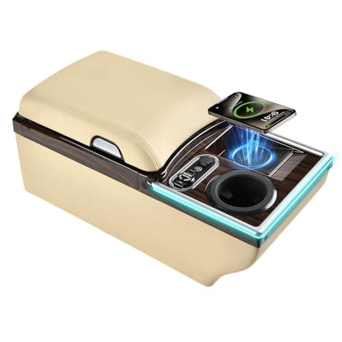 Coverado Center Console, Unive...rmrest Box with Storage, Beige