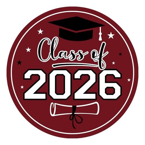 Anwyll Graduation Stickers 2026 - Class of 2026 Stickers 60Pcs 1.75'' Graduation Envelope Seal Label Sticker Self Adhesive Congrats Grad Cap Hat Sticker for Senior College Grad Party Favors(Dark Red)