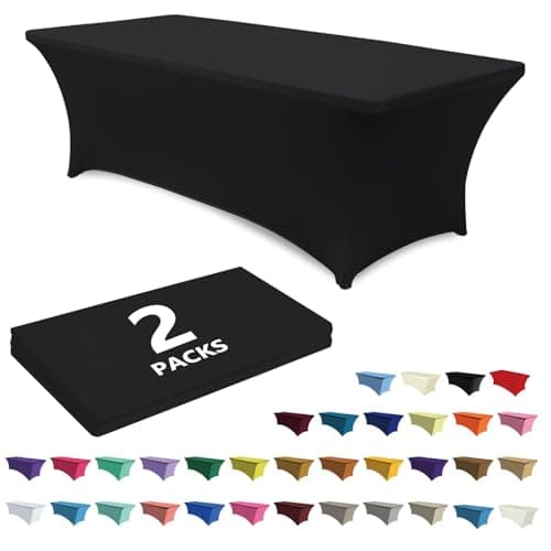 2 Pack 6 FT ABCCANOPY Black Spandex Table Cover Stretch Fitted Wrinkle Resistant Tablecloth $14.58 + Free Shipping w/ Prime or on $35+