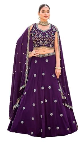 STELLACOUTURE Ready to Wear Lehenga Choli Set for Women, Designer Indian Traditional Wedding Navratri Party 343-O (Purple, 40)