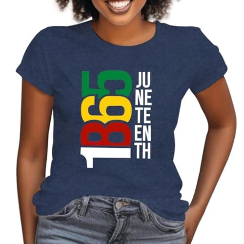 SUWATOIN Juneteenth 1865 Shirts for Women June 19th Freedom Day T-Shirt Black History Melanin Tee Top
