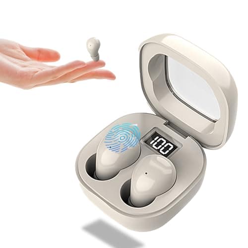 Mudtun 2026 Wireless Earbuds for Side Sleepers, Invisible Sleep Earbuds with Low Profile Design, Tiny Hidden Bluetooth Earphones for Small Ear Canals, Mini Earbuds for Sleeping, Deep Light Beign