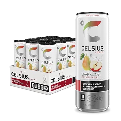 CELSIUS Sparkling Fuji Apple Pear, Sugar Free Energy Drink, 12 Fl Oz (Pack of 12) $15