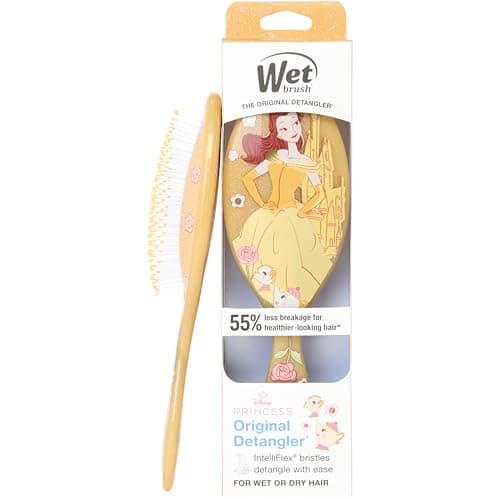 Wet Brush Disney Princess Belle Original Detangler Hair Brush, Pain-Free Knot Removal, Flexible Bristles Detangle Wet or Dry Strands, Works on All Hair Types, Ergonomic Handle, Reduces Breakage