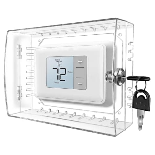 PKLIYH Universal Large Thermostat Lock Box-Thermostat Cover with Key Clear Small Thermostat Guard Fit All Ecobee,Google,Nest Thermostat on Wall 6''x4.8''x2'' or Smaller