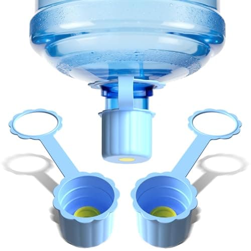 3 Packs Silicone 5 Gallon Water Jug Cap, 2/3/4/5Gal Reusable Bottle Lids, Leak-Proof Replacement Caps with Anti-Loss Rope for 55mm & 60mm Bottle Tops, Dishwasher Safe (Light Blue)