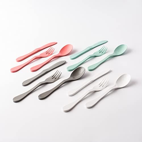 KNORK Eco 12 Piece (Fork, Knif...et, (Mint, coral, white, gray)