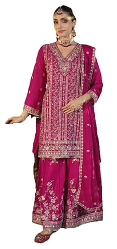 Shriva Fashion Indian Pakistani Women's Ready to wear ethnic Salwar Kameez Suit for Eid Party Wedding Festivals (2969) (Pink, 44)