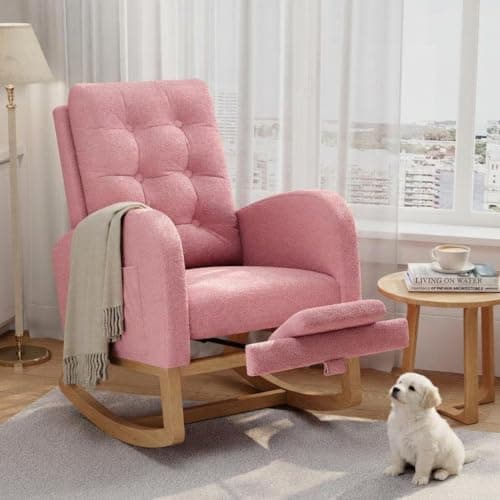GAOMON Modern Rocking Chair fo... Bedroom, Nursery, Lounge-Pink