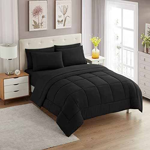 Sweet Home Collection 5 Piece ...ber Bed Sheets, Black, Twin XL