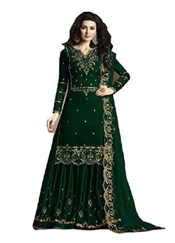 ziya Women's Indian/Pakistani Ethnic Wear Silk Plaazo Salwar Kameez Medium Green