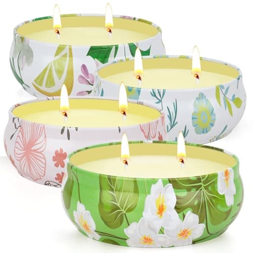 Citronella Candles Outdoor, 4 Pack Double-Wick Soy Wax Lemongrass Candles Bulk, Decorative Scented Candle for Patio Garden Yard Camping, Indoor Outside Emergency Candle, 240 Hours Burning Time