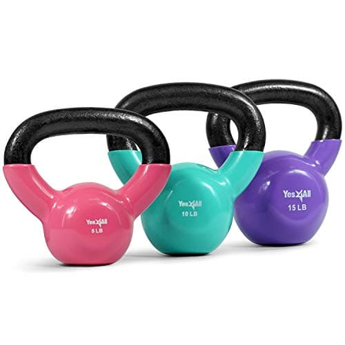 $41.07 | Yes4All Vinyl Coated Kettlebell Cast Iron Set (5, 10, 15 Lbs) at Amazon