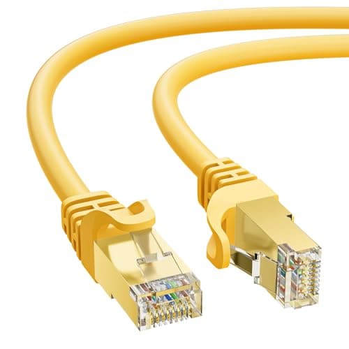 Cat 7 Ethernet Cable 6 FT, 10Gbps High Speed Internet Cord, SFTP Shielded, OFC Pure Copper, CAT7 RJ45 LAN Network Cable Compatible with PC, Laptop, PS5, Xbox Modem, Router, PoE, Yellow Cable