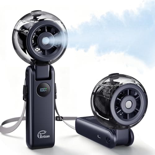 Rrtizan Rechargeable 5000mAh Handheld Misting Fan (Dark Blue) $13.30
