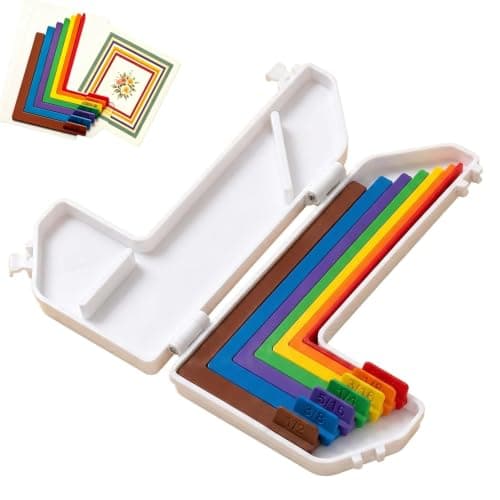 Paper Crafting Alignment Guide Set with Case, 7 Pcs Precision Layering Matting Spacers, Color Coded Tabs 1/16–1/2 Inch for Card Making & DIY Crafts