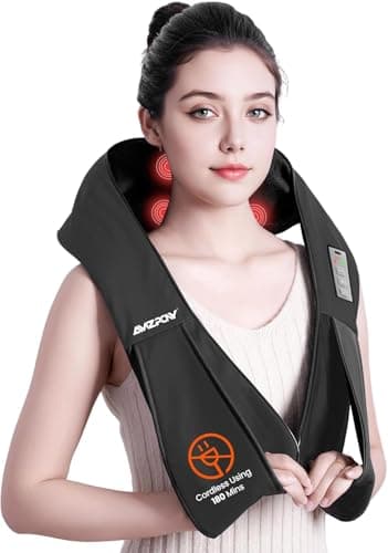 AMZPONY® Cordless Neck Massager for Pain Relief Deep Tissue, Rechargeable Shiatsu Neck and Back Massager with Heat Kneading Shoulder Massage $19.49