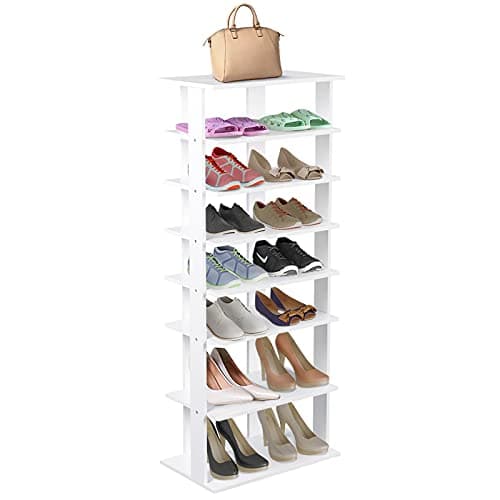 Hysache 7-Tier Shoe Rack, Entr...all Space (White, Double Rack)