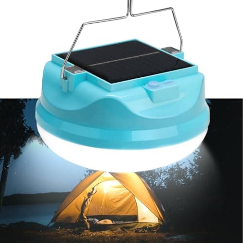Solar Camping Light Tent Light, Rechargeable LED Camping Lantern for Power Outages with 4000mAh IPX4 Waterproof, Type-C Charging 3 Dimmable Modes, Portable Magnet Hook, Power Bank, 100W