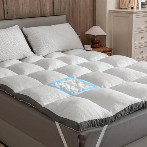 Rainmr Memory Foam Mattress Topper Twin - 2000GSM Pillow Top Mattress Topper Twin Size, Extra Thick Soft Bed Topper for Dorm & Back Pain Relief, White, Oeko-TEX Certified