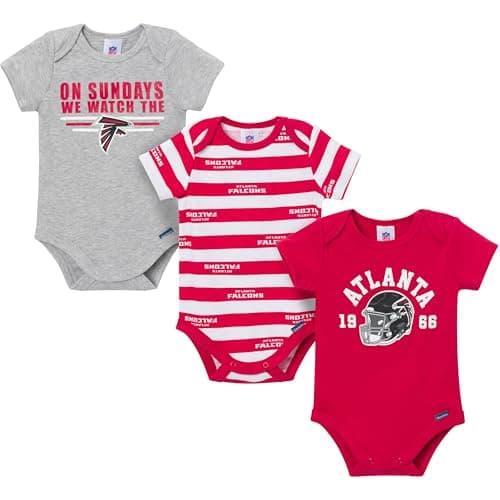 Gerber Baby Boys' NFL 3-Pack Onesie Bodysuit, Falcons, 0-3 Months