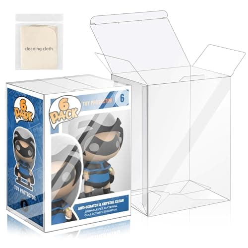 6 Pack Protector Cases for 4 Inch Figures, Crystal Clear Display Box with Lock - Dust, Fog, Scratch & Fingerprint Resistant, Flexible Shatterproof PET Plastic (Non-Yellowing), Includes Clean Cloth