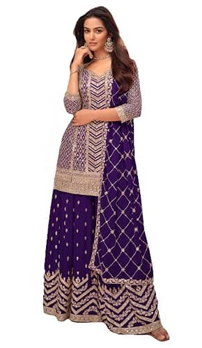 STELLACOUTURE indian pakistani salwar kameez ready to wear wedding embroidered eid festival suit for women 2855-O (US, Numeric, 36, Regular, Regular, Purple)