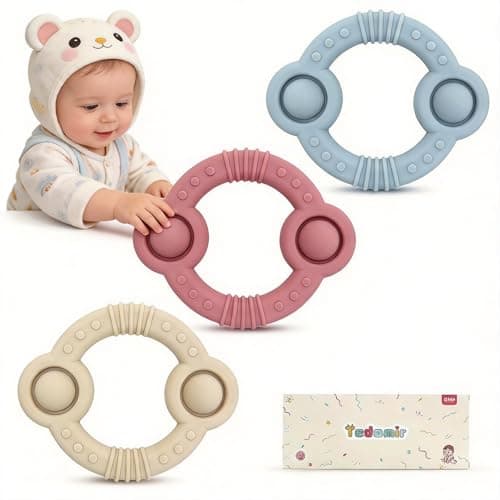 Easter Teething Toys for Newborns 0-3-6Months Food-Grade Silicone BPA-Free Anti-Choking One-Piece Design Soft & Non-Toxic First Teether for Tiny Hands Easy Grip, Gentle Gum Massage, Multi-Color 3-Pack
