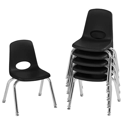 FDP 12" School Stack Chair,Sta...oom - Black (6-Pack), 10360-BK