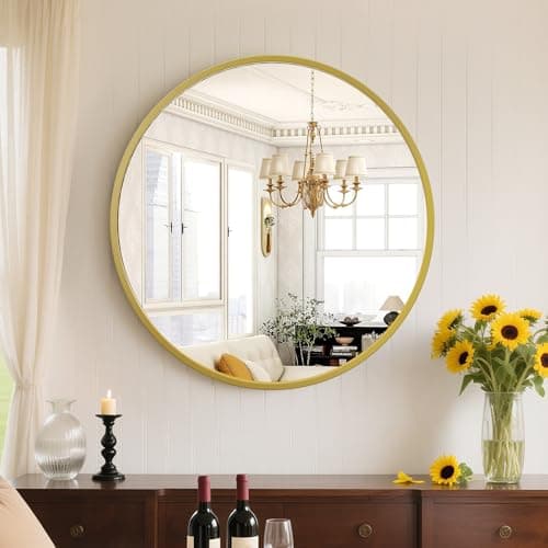 NEWBULIG Gold Round Wall Mirror 20 Inch, Bathroom Mirrors for Over Sink, Wall Decor for Bathroom, Entryway, Bedroom, Vanity