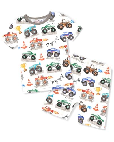 babee Reshinee Bamboo Viscose Toddler Boys Pajamas Set, Short Sleeve Kids