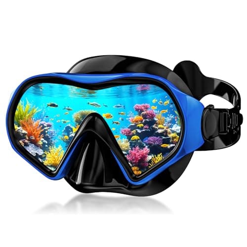 Aegend Snorkel Mask for Adults Youth– Leak-Proof Swim Goggles 180° Panoramic Clear View Anti-Fog Scuba Diving Mask with 1S Underwater Adjustment for Snorkeling, Freediving & Swimming,Blue