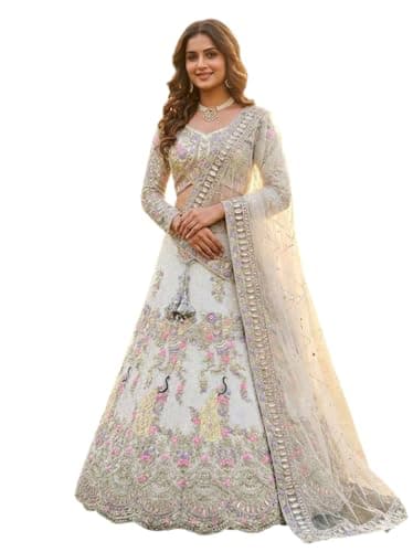 RIVETTHREAD Luxury Designer Butterfly Net Lehenga Choli Set & Coding Sequin Work (I, 40)