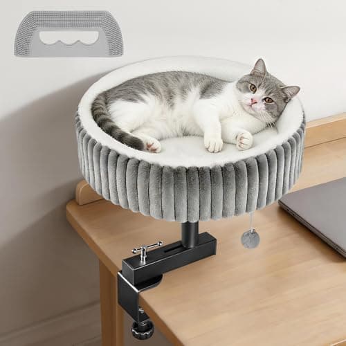 TNELTUEB 360° Rotating Clamp-On Cat Desk Hammock Bed w/ up to 80lb Capacity (Grey) $24.99 + Free Shipping w/ Prime or on $35+