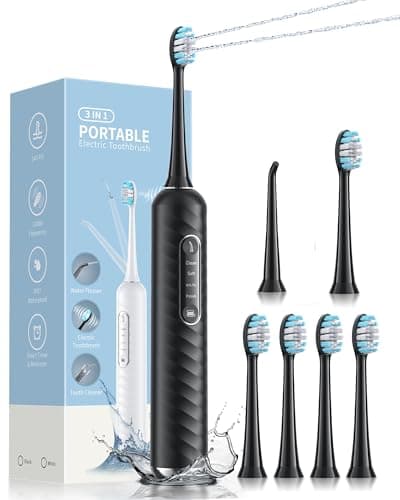 Electric Toothbrush with Water...sign for Home & Travel (Black)