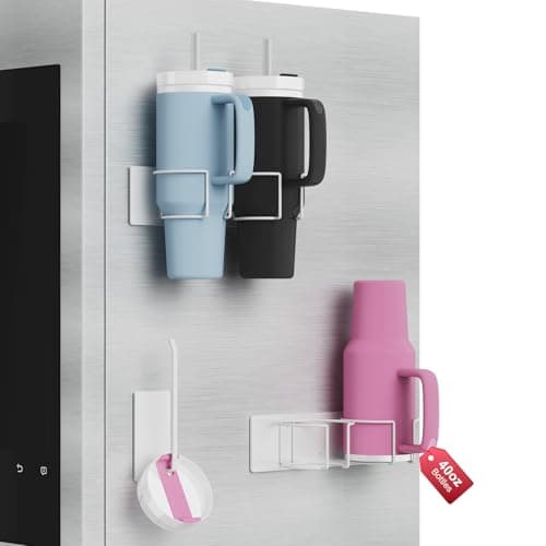 Magnetic Stanley Cup Holder for Refrigerator, Water Bottle Organizer for Stanley 40 oz with Tumbler Lid Organizer, Kitchen Pantry Organizers and Storage for Stanley Cup Accessories