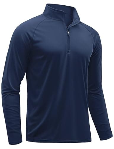TACVASEN Sun Shirts for Men Long Sleeve UV Protection 1/4 Zip Rash Guard Shirts Golf Shirts Quick Dry Workout T-Shirts Navy XL
